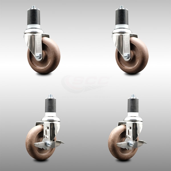Service Caster 4 Inch 316SS High Temp Glass Filled Nylon 1-7/8 Inch Stem Caster Brake SCC, 2PK SCC-SS316EX20S414-GFNSHT-2-TLB-2-178 - main